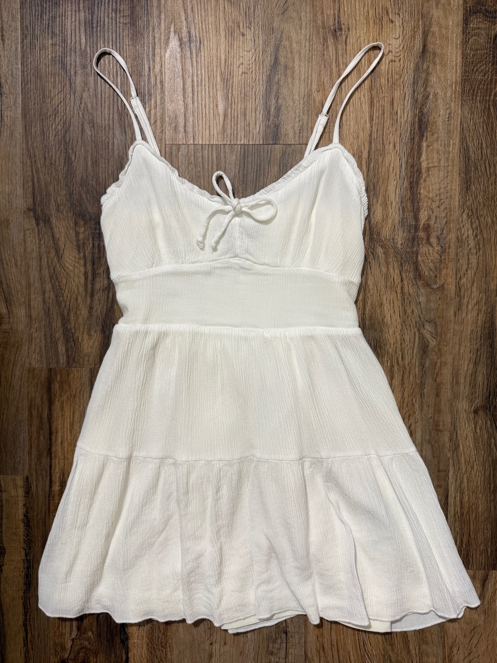 Forever 21 White Textured Babydoll Mini Dress Sz S